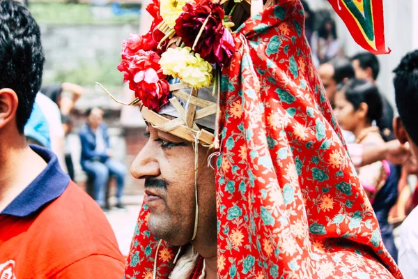 Kathmandu Nepál Augusztus 2018 Ismeretlen Hindu Emberek Részt Vett Egy — Stock Fotó