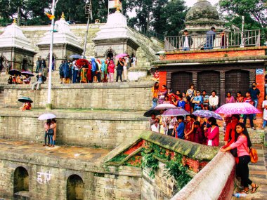  Katmandu Nepal 27 Ağustos 2018 görüş sabahleyin Pashupatinath Tapınağı