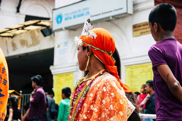 Kathmandu Nepal Agosto 2018 Veduta Persone Indù Sconosciute Che Partecipano — Foto Stock