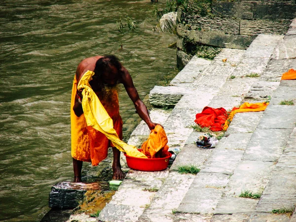 Kathmandu Nepal Agosto 2018 Primo Piano Dello Sconosciuto Sadhu Che — Foto Stock