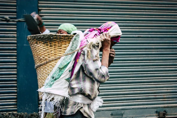 Kathmandu Nepal August 2018 Blick Auf Unbekannte Nepali Arbeiter Beim — Stockfoto