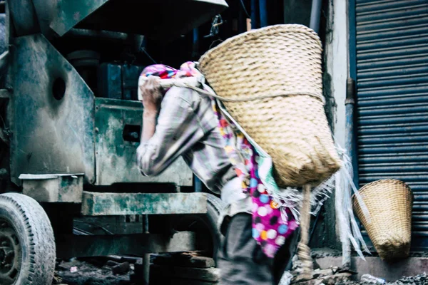 Kathmandu Nepal Agustus 2018 Pemandangan Pekerja Nepal Yang Belum Diketahui — Stok Foto