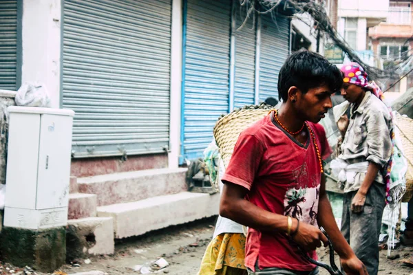 Kathmandu Nepal August 2018 Blick Auf Unbekannte Nepali Arbeiter Beim — Stockfoto