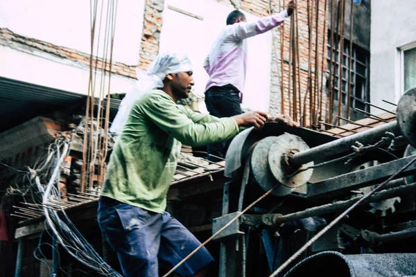 Katmandou Népal Août 2018 Vue Inconnus Travailleur Népalais Construit Une — Photo