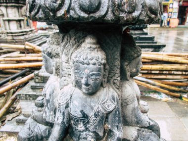 Katmandu Nepal 31 Ağustos 2018 Shree Gha Stupa tapınağın görünümünü bulunan Naghal bölgesinde akşam Kathmandu Thamel ve Durbar Meydanı arasında