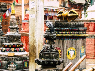 Katmandu Nepal 31 Ağustos 2018 Shree Gha Stupa tapınağın görünümünü bulunan Naghal bölgesinde akşam Kathmandu Thamel ve Durbar Meydanı arasında