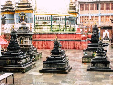 Katmandu Nepal 31 Ağustos 2018 Shree Gha Stupa tapınağın görünümünü bulunan Naghal bölgesinde akşam Kathmandu Thamel ve Durbar Meydanı arasında