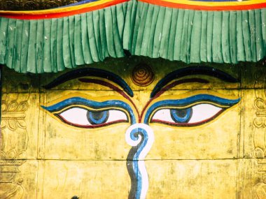 Katmandu Nepal 31 Ağustos 2018 Shree Gha Stupa tapınağın görünümünü bulunan Naghal bölgesinde akşam Kathmandu Thamel ve Durbar Meydanı arasında