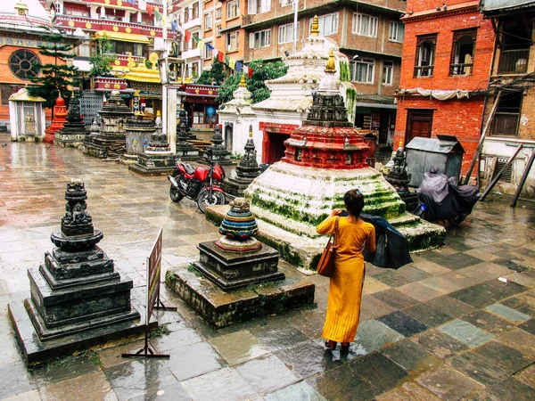 Katmandu Nepal Ağustos 2018 Shree Gha Stupa Tapınağın Görünümünü Bulunan — Stok fotoğraf