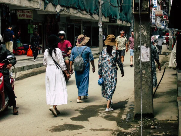 Kathmandu Nepal Sierpień 2018 Widok Turysty Niewiadomych Chodzenia Między Durbar — Zdjęcie stockowe