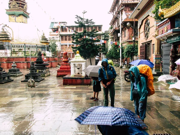 Kathmandu Nepal Augustus 2018 Weergave Van Onbekenden Toeristische Wandelen Tussen — Stockfoto