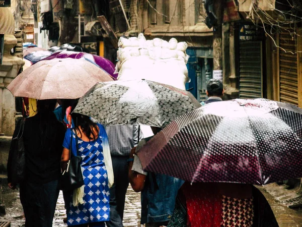 Kathmandu Nepal Augusti 2018 Visa Okända Nepali Människor Som Gick — Stockfoto