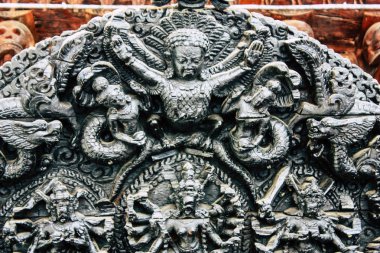 Katmandu Nepal 1 Eylül 2018 shree Tanadevi Tarini Bhawanid Tapınağı'nın görünümü bulunan açık Durbar Meydanı Katmandu içinde sabah