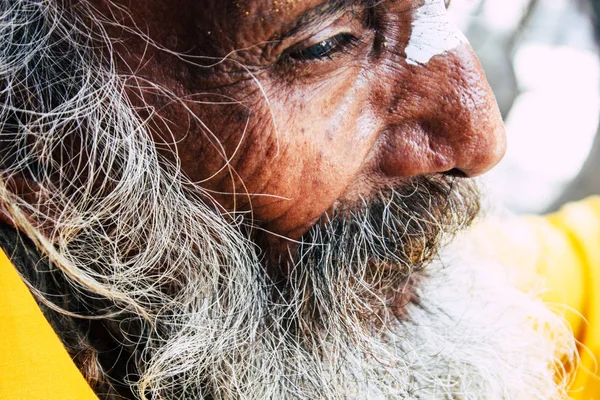 Katmandou Népal Septembre 2018 Portrait Sadhu Avec Des Points Peinture — Photo