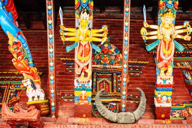 Katmandu Nepal 1 Eylül 2018 shree Tanadevi Tarini Bhawanid Tapınağı'nın görünümü bulunan açık Durbar Meydanı Katmandu içinde sabah