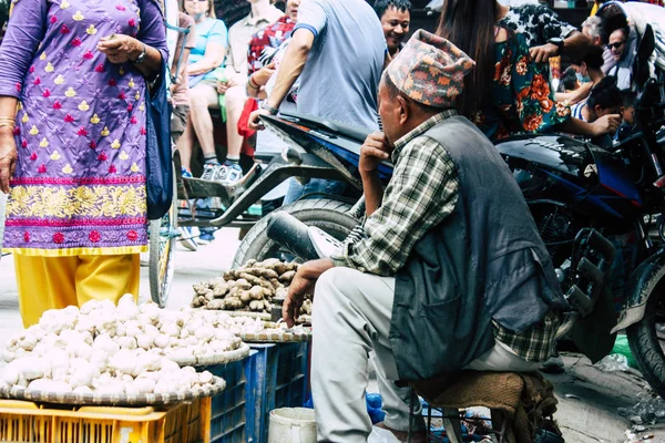 Kathmandu Nepal September 2018 Closeup Unknown Nepali People Selling Vegetables — Stock Photo, Image