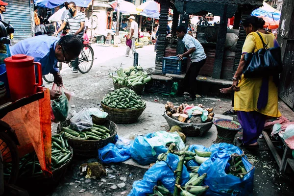 Kathmandu Nepal September 2018 Closeup Unknown Nepali People Selling Vegetables — Stock Photo, Image