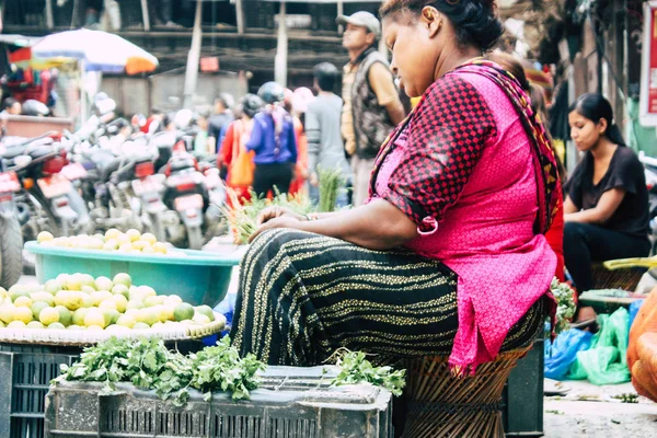 Kathmandu Nepal September 2018 Closeup Unknown Nepali People Selling Vegetables — Stock Photo, Image