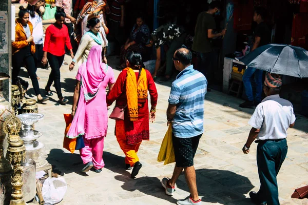 Katmandou Népal Septembre 2018 Vue Inconnus Népalais Marchant Dans Rue — Photo