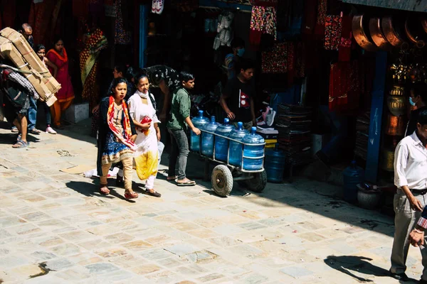 Kathmandu Nepal September 2018 View Unknowns Nepali People Walking Street — Stock Photo, Image