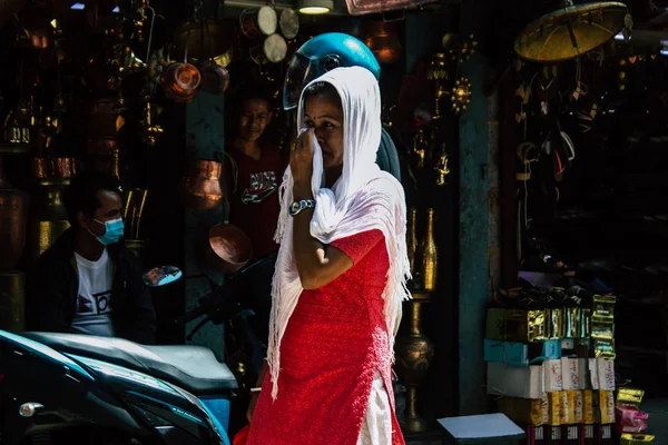 Kathmandu Nepál Září 2018 Pohled Neznámých Nepali Lidí Kteří Jdou — Stock fotografie