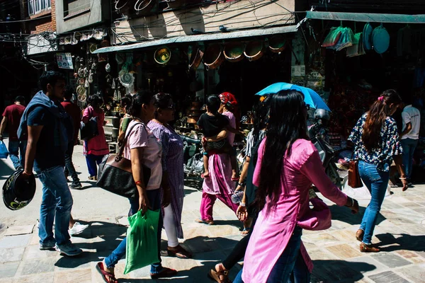 Kathmandu Nepal September 2018 View Unknowns Nepali People Walking Street — Stock Photo, Image