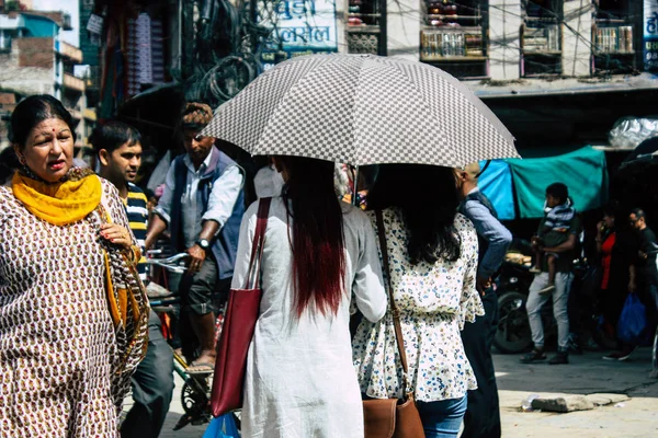 Kathmandu Nepal September 2018 View Unknowns Nepali People Walking Street — Stock Photo, Image