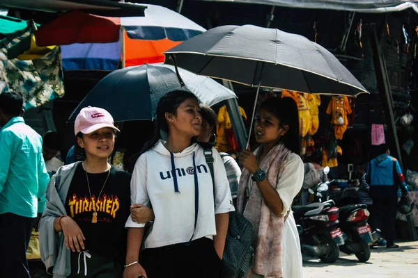 Kathmandu Nepal September 2018 View Unknowns Nepali People Walking Street — Stock Photo, Image