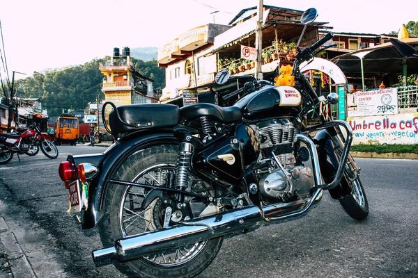 Похара Непал Сентября 2018 Года Крупный План Королевского Энфилдского Мотоцикла — стоковое фото