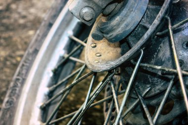 Pokhara Nepal 18 Eylül 2018 Closeup Royal Enfield motosiklet park Pokhara sokakta öğleden sonra