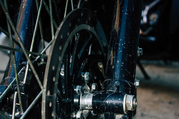 Pokhara Nepal Eylül 2018 Closeup Royal Enfield Motosiklet Park Pokhara — Stok fotoğraf