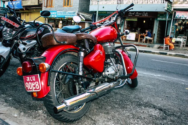 Pokhara Nepal Septiembre 2018 Primer Plano Una Motocicleta Royal Enfield — Foto de Stock