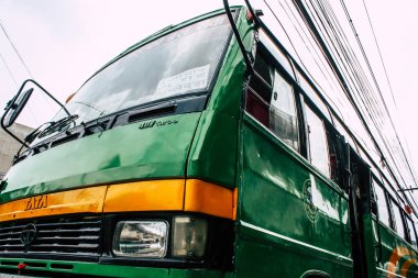 Pokhara Nepal 18 Eylül 2018 Closeup Nepal yerel otobüs yeni Road sabah Pokhara içinde sokak