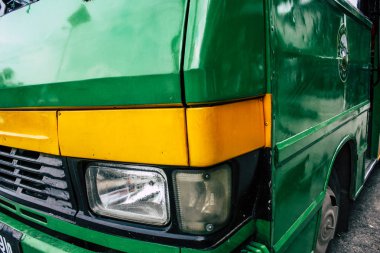 Pokhara Nepal 18 Eylül 2018 Closeup Nepal yerel otobüs yeni Road sabah Pokhara içinde sokak