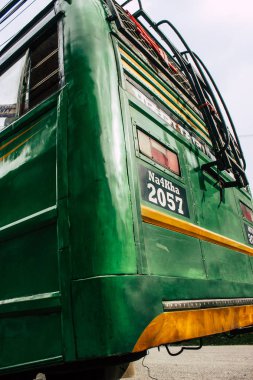 Pokhara Nepal 18 Eylül 2018 Closeup Nepal yerel otobüs yeni Road sabah Pokhara içinde sokak