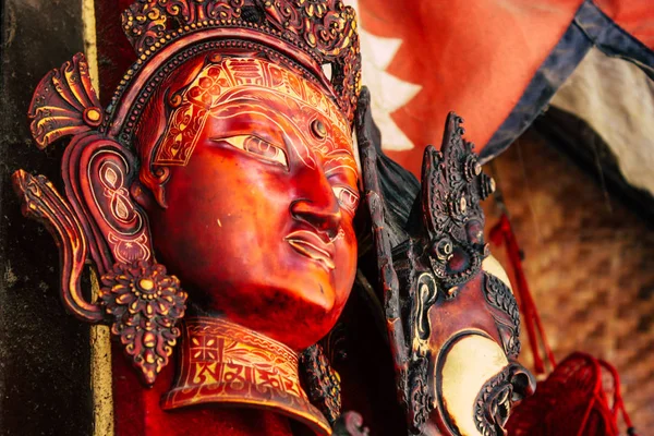 Pokhara Nepál Září 2018 Closeup Tradiční Nepálské Dekorativní Předměty Prodávané — Stock fotografie