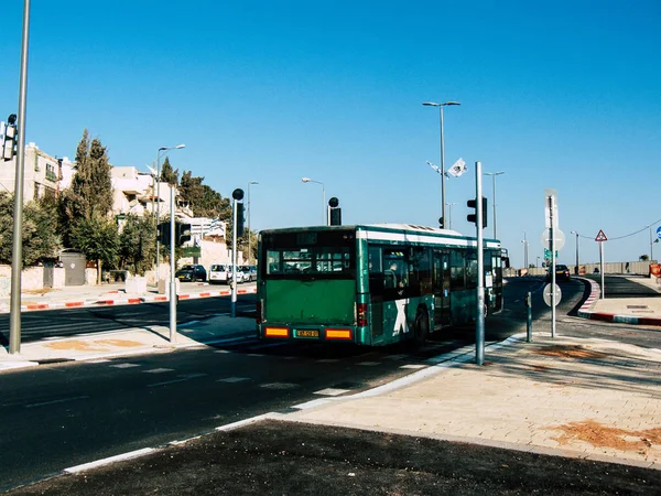 Jerusalem Israel September 2018 View Israeli Bus Street Jerusalem Afternoon — Stock Photo, Image