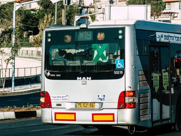 Jérusalem Israël Septembre 2018 Vue Bus Israélien Dans Rue Jérusalem — Photo