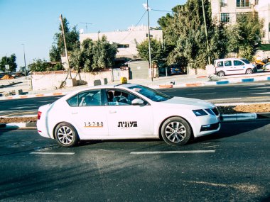 Kudüs İsrail 12 Eylül 2018 İsrail taksi öğleden sonra Kudüs sokakta görünümünü