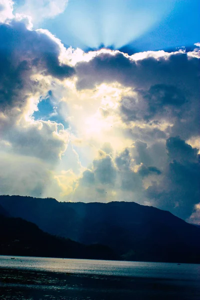 Ποκάρα Νεπάλ Σεπτεμβρίου 2018 Προβολή Των Νεφών Στην Κορυφή Phewa — Φωτογραφία Αρχείου