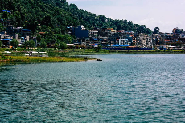 Pokhara Nepal Settembre 2018 Veduta Della Città Pokhara Dal Lago — Foto Stock