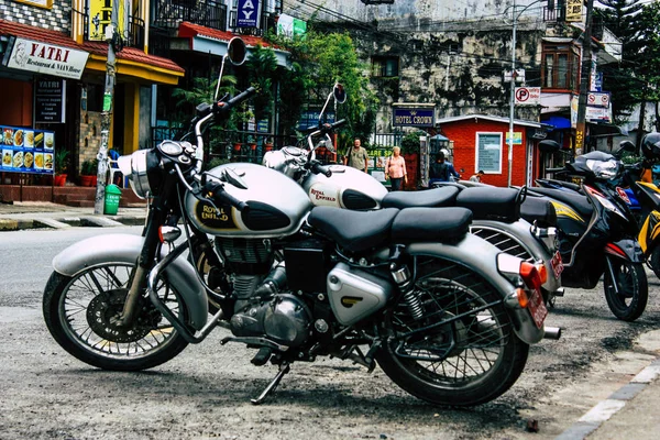 Похара Непал Сентября 2018 Крупный План Мотоцикла Royal Enfield Припаркованного — стоковое фото