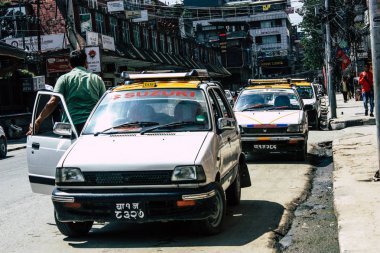 Katmandu Nepal 19 Eylül 2018 Thamel Street Kathmandu Nepal Dili görünümü takside sabah