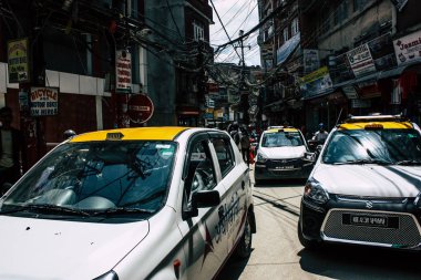 Katmandu Nepal 19 Eylül 2018 Thamel Street Kathmandu Nepal Dili görünümü takside sabah