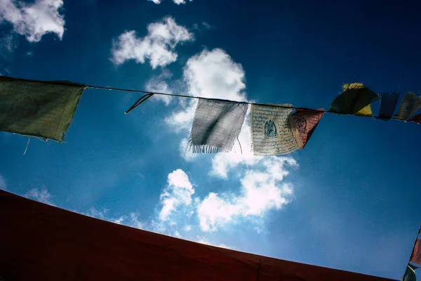 Kathmandu Nepal Augustus 2018 Uitzicht Een Oude Tibetaanse Vlag Van — Stockfoto