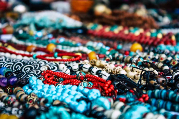 Pokhara Nepal September 2018 Closeup Various Handmade Jewelry Sold Old — Stock Photo, Image