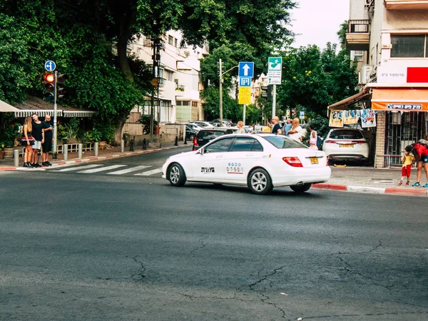 Tel Aviv Israel Septiembre 2018 Vista Taxi Israelí Calle Tel — Foto de Stock