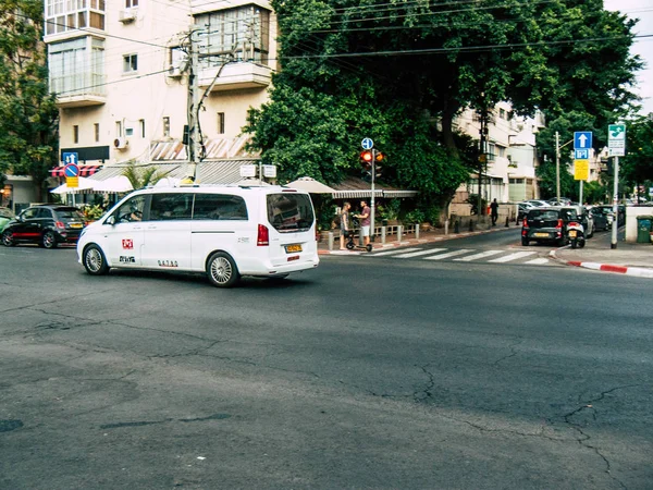 Tel Aviv Israel Septiembre 2018 Vista Taxi Israelí Calle Tel — Foto de Stock