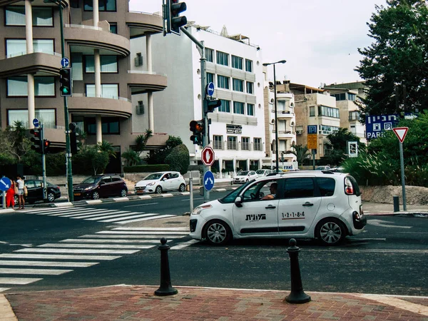 Tel Aviv Israël Septembre 2018 Vue Taxi Israélien Dans Rue — Photo