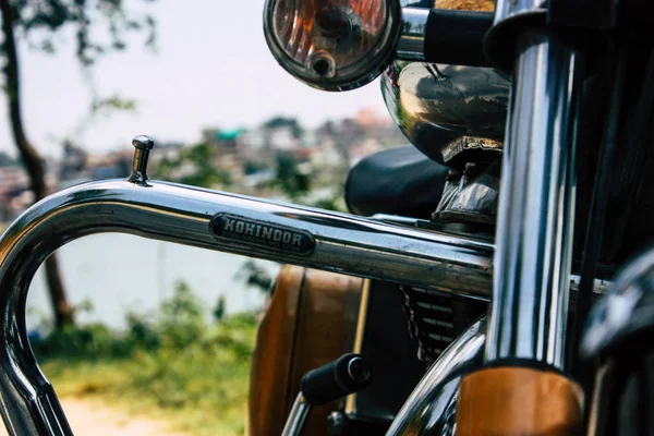 Похара Непал Октябрь 2018 Вид Королевский Энфилдский Мотоцикл Припаркованный Перед — стоковое фото